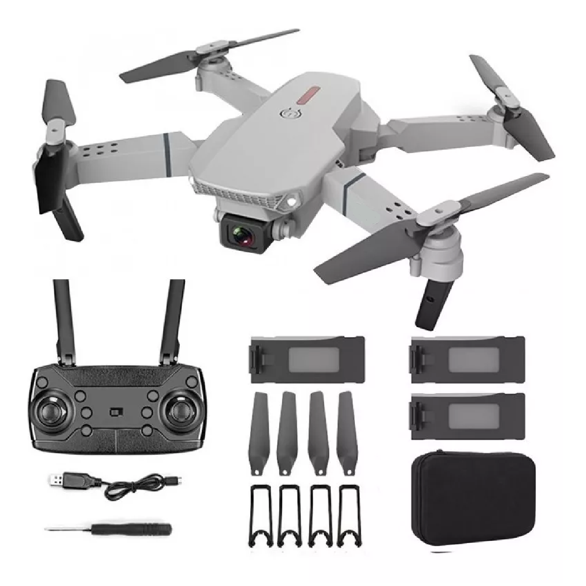 Drone E88 Pro Câmera Dupla Wi-Fi com Bolsa e 2 Baterias