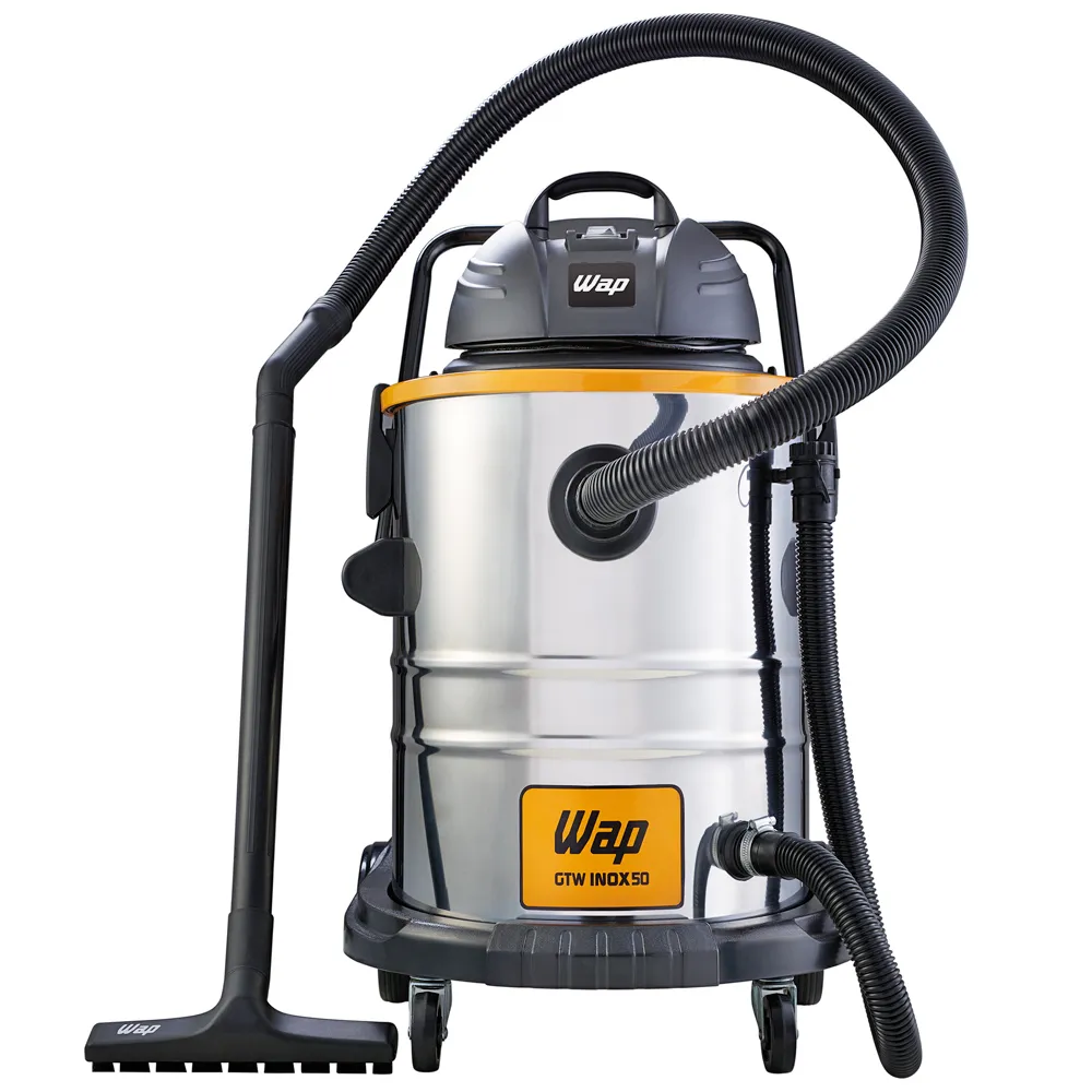 Aspirador de Pó e Água WAP GTW Inox 50L com Dreno e Bocal Duplo