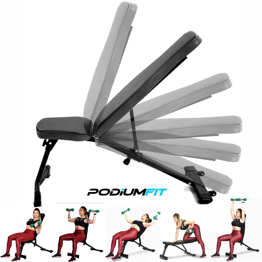Banco Regulável Dobrável para Halteres Podiumfit B300