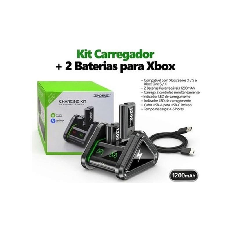 Base Carregadora Dupla com 2 Baterias Recarregáveis Dobe para Xbox Series X/S e Xbox One