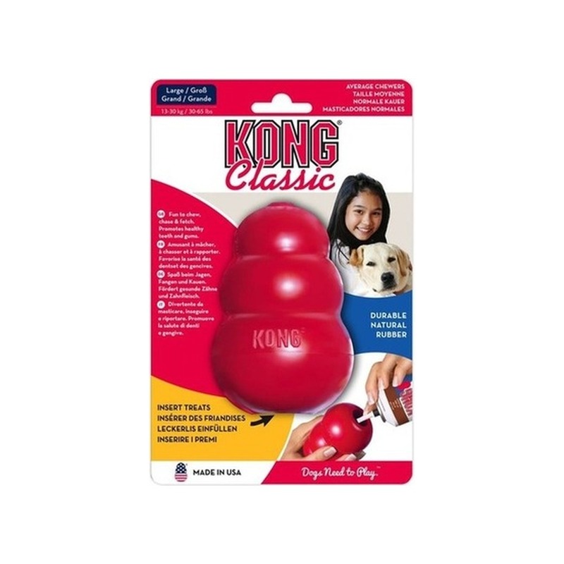 Brinquedo Recheável KONG Classic Vermelho Original em Borracha Natural