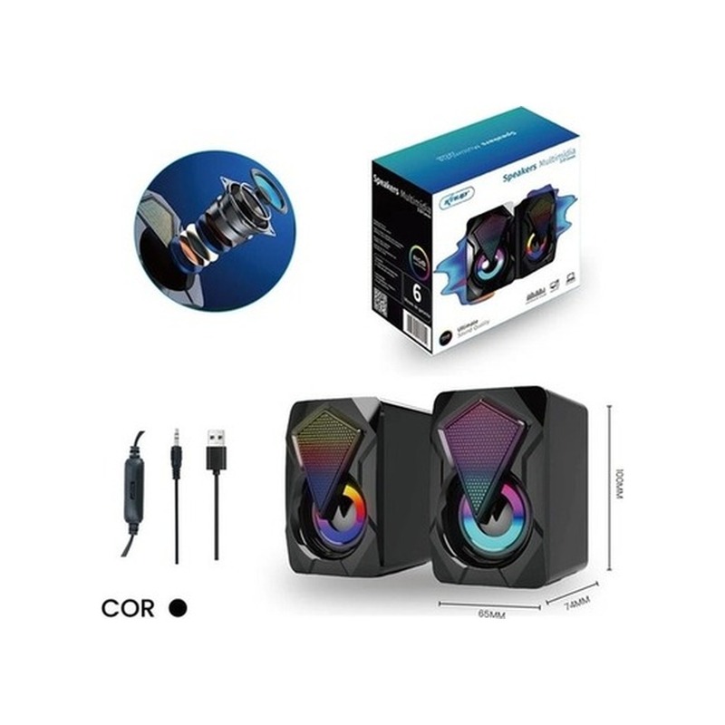 Caixa de Som Gamer Knup KP-RO800 RGB 10W RMS