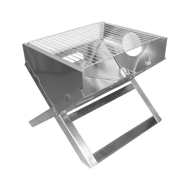 Mini Churrasqueira Dobrável Inox Tipo Maleta Mor