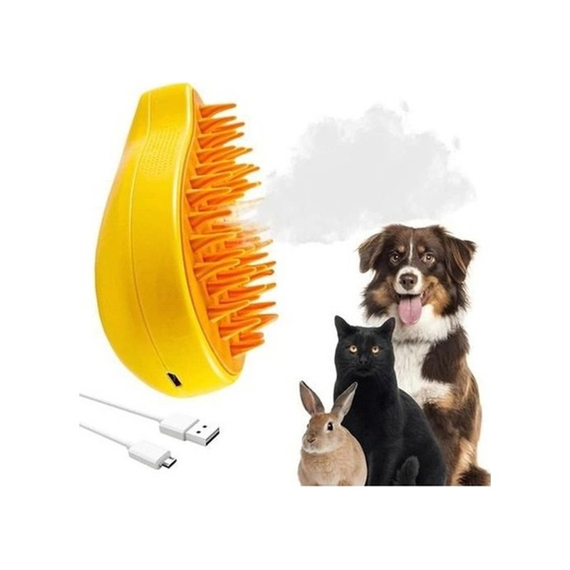 Escova a Vapor para Gatos e Cães Steamy Cat Brush Elétrica USB
