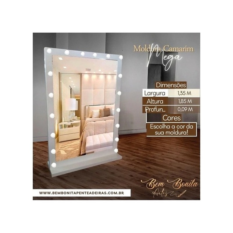 Espelho Camarim de Parede com Lâmpadas LED Frontais (60x40cm)