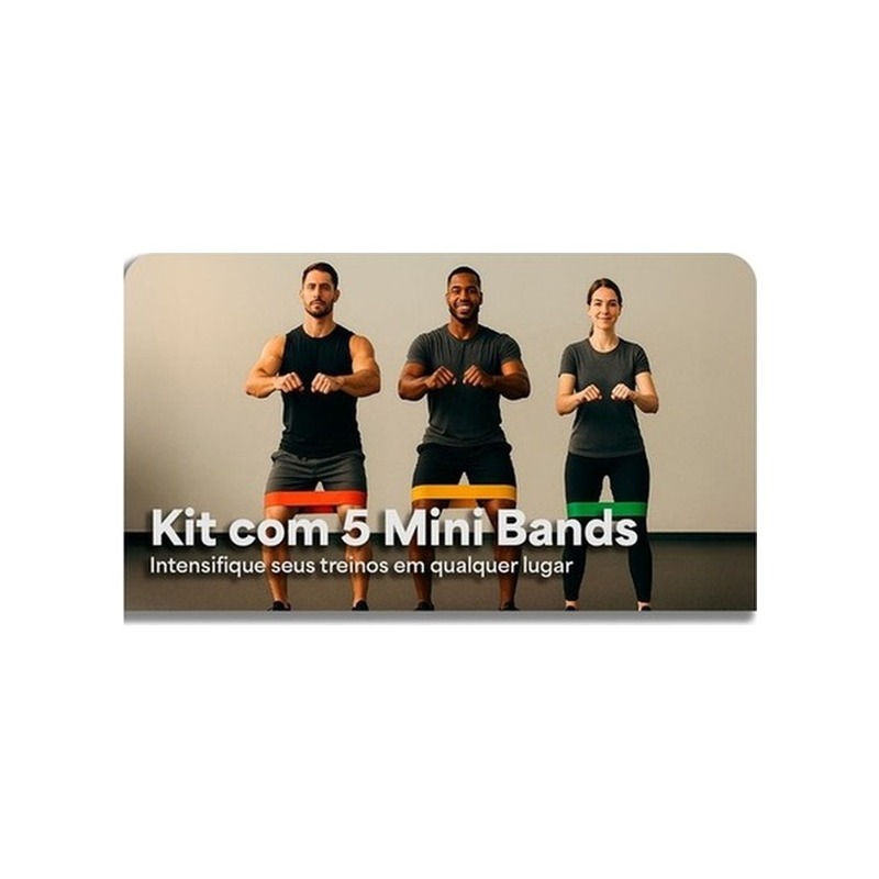 Kit 5 Mini Bands Yangfit Látex Natural com Bag