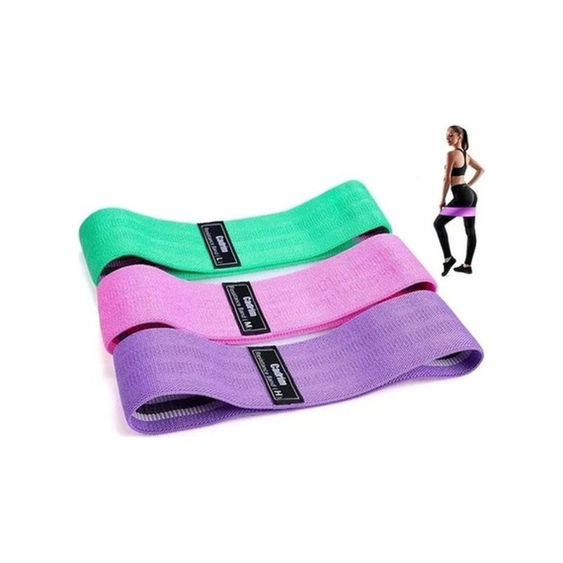 Kit Faixas Elásticas Hip Bands Tecido Liveup Sports (3 Peças)