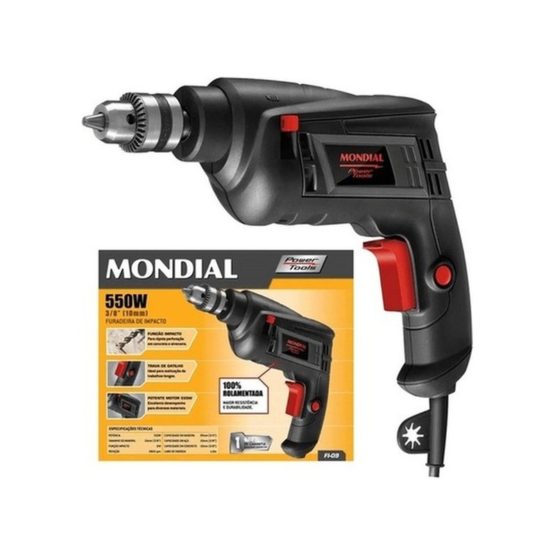 Furadeira de Impacto Mondial FI-09 550W 1/2 Pol