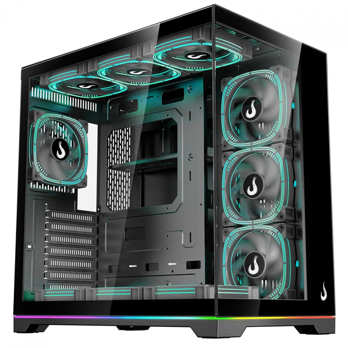 Gabinete Gamer Aquário Rise Mode Galaxy Glass com Fans ARGB