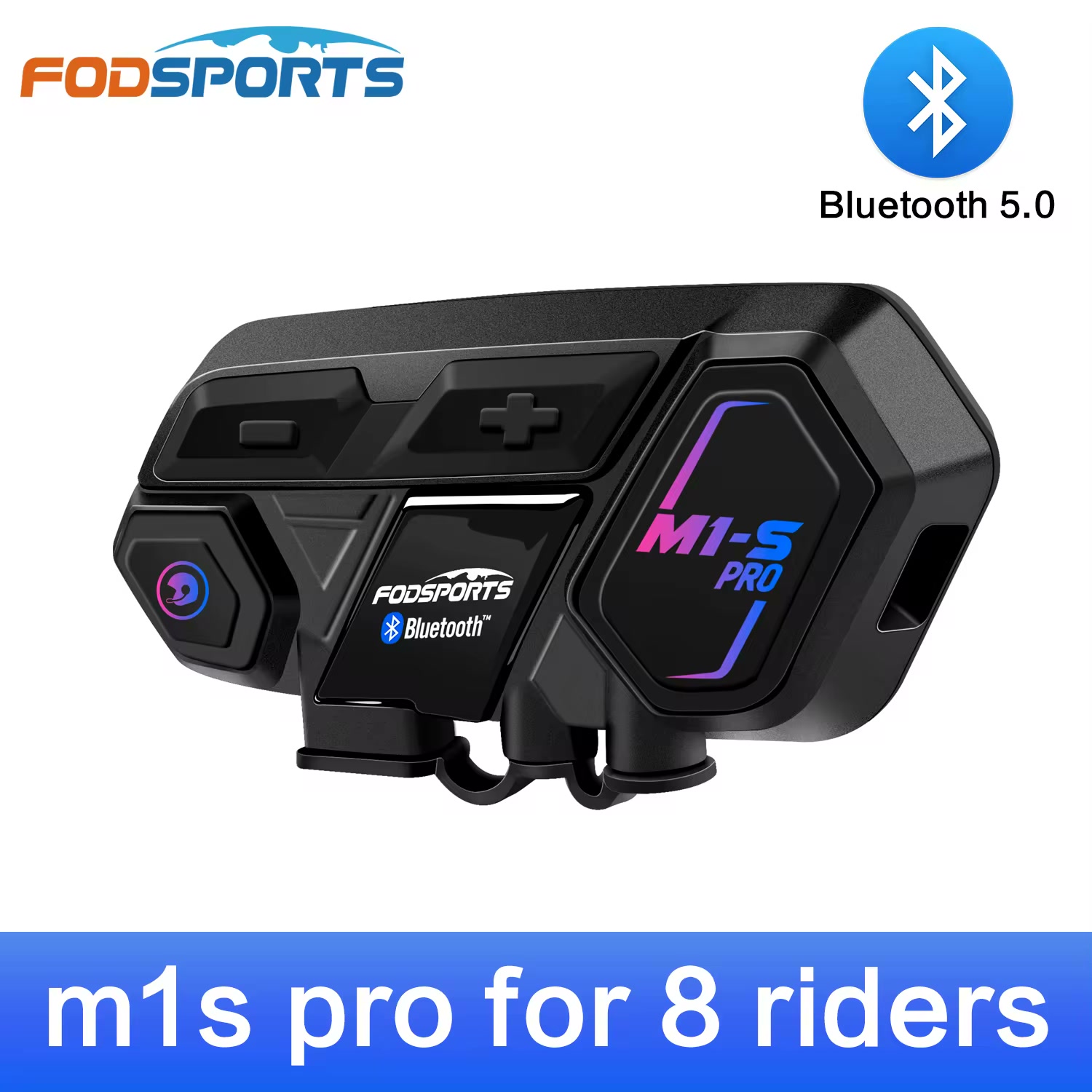 Intercomunicador Moto Fodsports M1-S Pro Áudio Hi-Fi até 8 Pilotos
