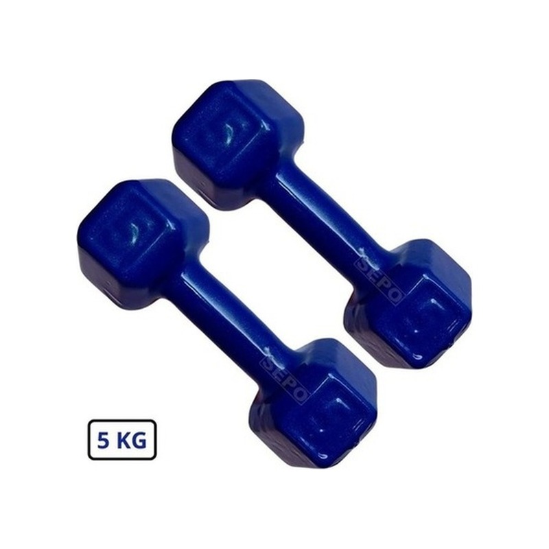 Par Halteres Sextavados Emborrachados 5kg Fundição Minas