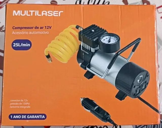 Mini Compressor Calibrador de Pneus Digital 150 PSI Multilaser AU616