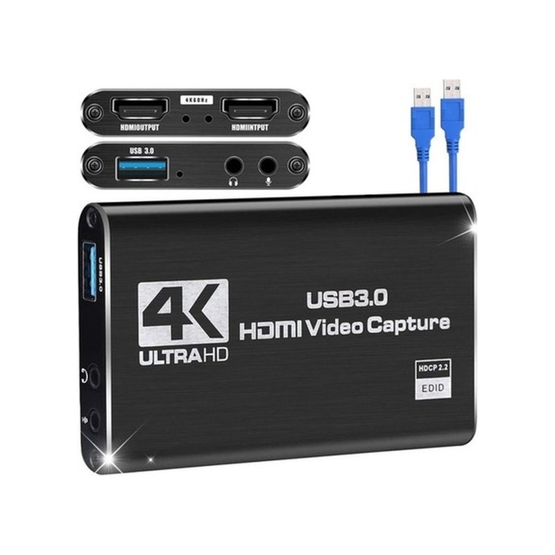 Placa de Captura de Vídeo USB 3.0 1080p 60fps com HDMI Loop Out 4K