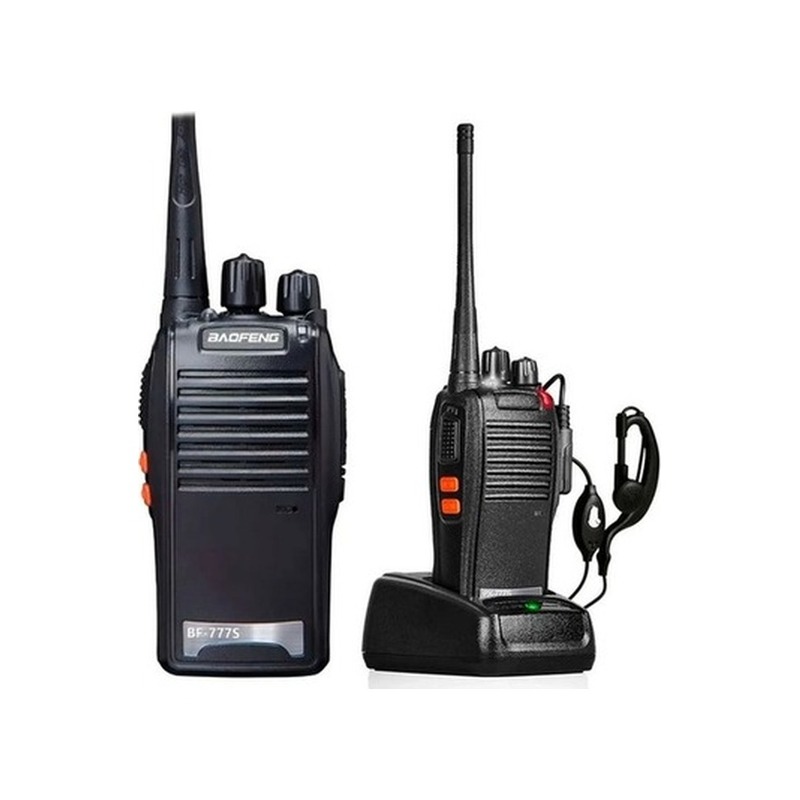 Par de Rádios Comunicadores Walkie-Talkie Baofeng BF-777S UHF 16 Canais com Fones
