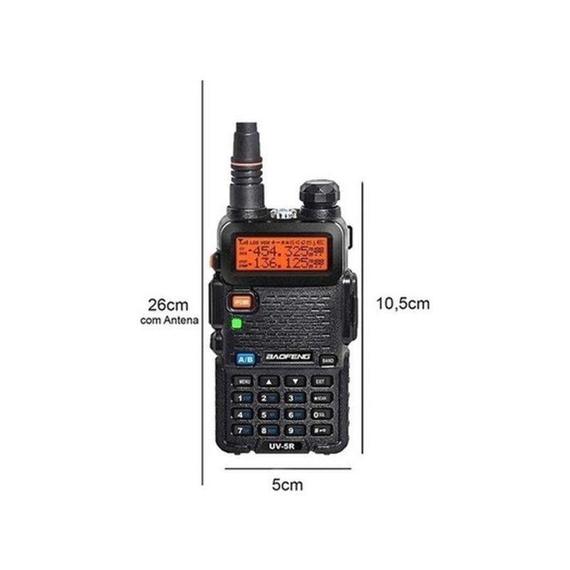 Rádio Comunicador Baofeng UV-5R Dual Band VHF/UHF com Visor LCD