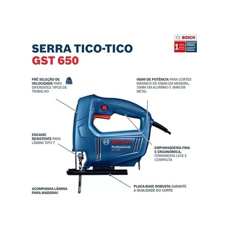Serra Tico-Tico Bosch GST 650 450W com Lâmina