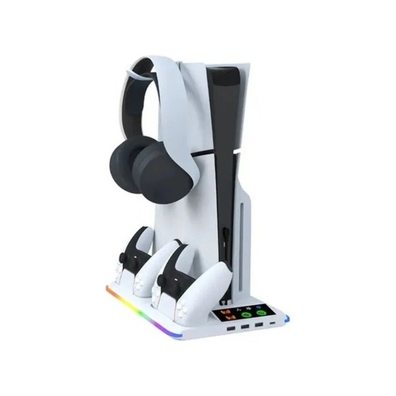 Suporte Vertical com Cooler Duplo e Carregador de Controles Oivo para PS5 Slim e Fat