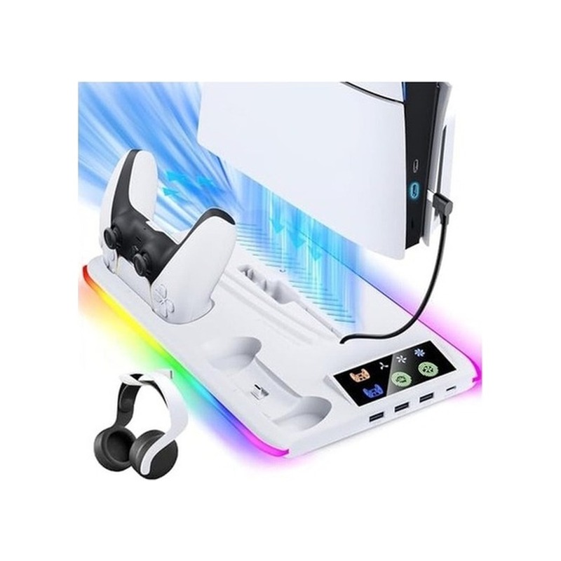 Base de Resfriamento com LED RGB e Dock para PS5 Dobe