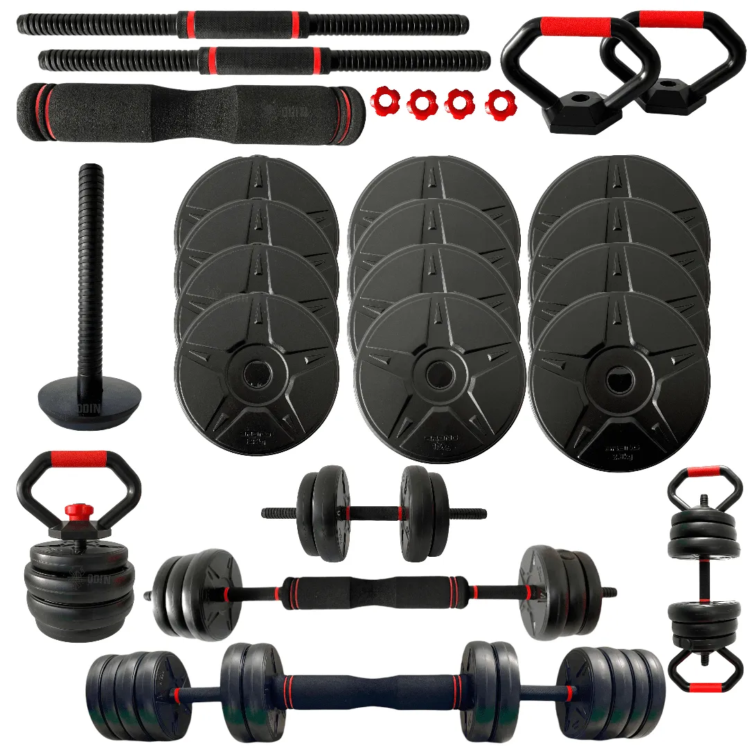 Kit Halteres Reguláveis com Rosca e Conector para Barra Longa 20kg